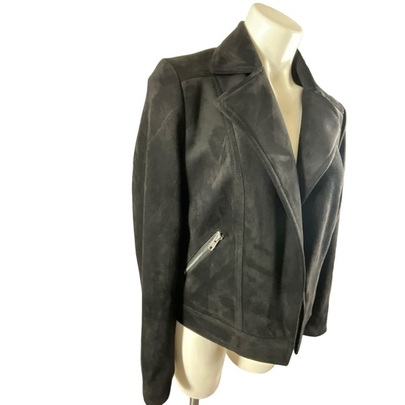 Philosophy Women Drape Front Moto Vegan Suede Jacket - Picture 4 of 13